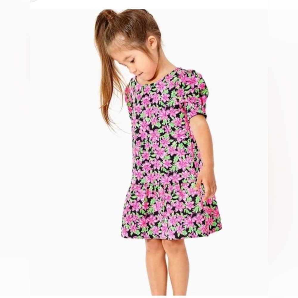 Lilly Pulitzer Girls Chrishell Dress Onyx Lil Lilly Size M (6-7)